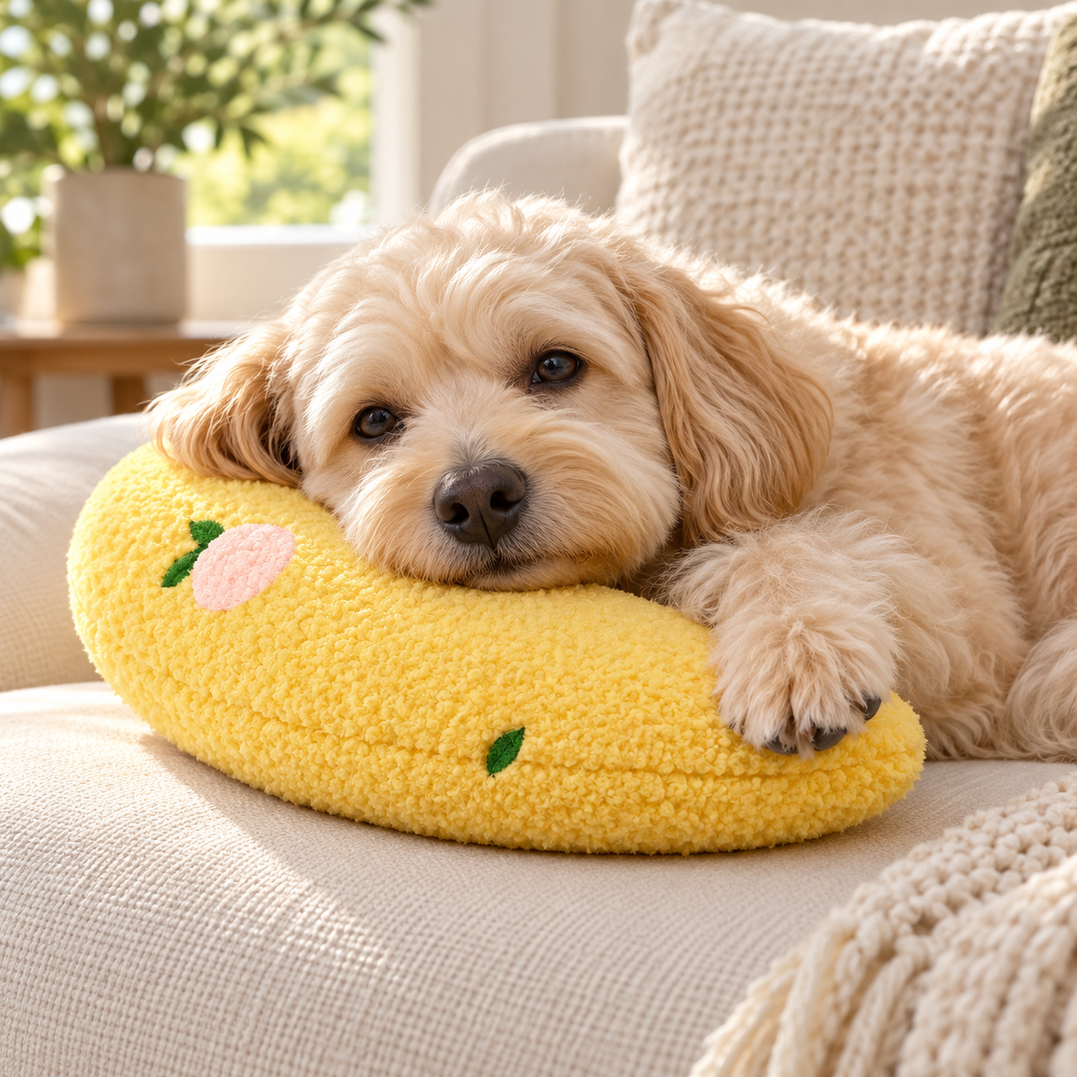 Luvano Cozy Crescent Pillow — brand-created lifestyle image